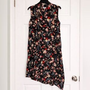 Equipment Black Floral Button-Up with Red and Pink Blooms